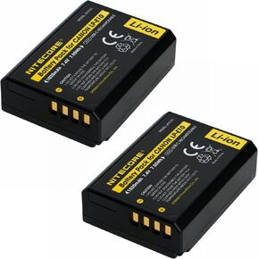 Nitecore 2 Pack LP-E10C 1020mAh Battery USB-C Rechargeable Replacement for Canon LP-E10 EOS Rebel T3 T5 T6 T7 T100 Kiss X50 X70 X80 X90 EOS 1100D 1200D 1300D 2000D Cameras