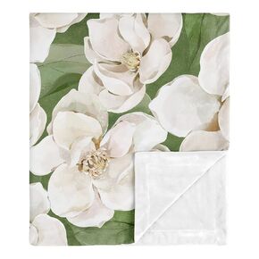 Sweet Jojo Designs Sage Green Boho Flower Floral Girl Soft Baby Blanket Receiving Security Stroller Swaddle Toddler Newborn Infant Kids Travel Warm Minky Shabby Chic Bohemian Watercolor Garden Nature
