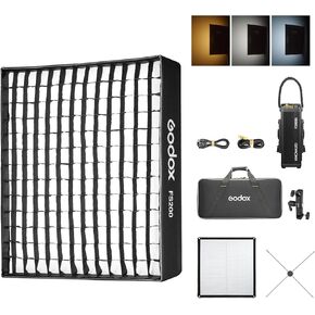 Godox Knowled F200Bi BI-Color Led Video Light Panel with Honeycomb Grid, Foldable Waterproof Flexible LED Mat DMX/CRMX/2.4G/APP Control for Film, Broadcast, Video Production & Photography (2.1 x 2.1')
