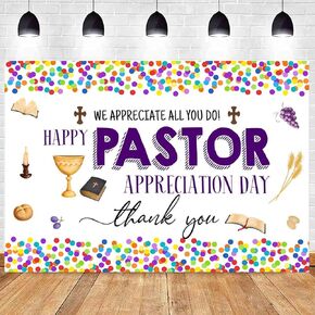 Pastor Appreciation Day Banner Decorations Backdrops Gifts for Men Thank You for All You Do We Appreciate You Sign Wall Party Decor Supplies Photography Background Photo Booth 7x5ft