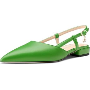 TNYNFBEB Womens Low Heel Close Pointed Toe Pumps Flats Slingback Ankle Strap Buckle Prom Wedding Dress 0.6 Inches Heels