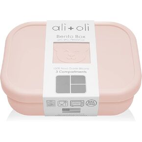 Ali+Oli Silicone Bento Box (Rose) Lunch Box for Kids, Toddlers, Preschoolers & Adults | BPA-Free and Spill-Proof | Ideal for School, and On-the-Go Meals | Durable Container for Snacks