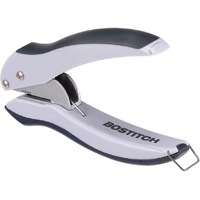 Bostitch Office EZ Squeeze One-Hole Punch, 10 Sheet Capacity, Lightweight, Gray/Blue (2402)