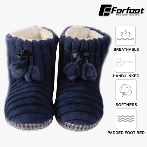 Forfoot Winter Slippers Booties for Women, Cozy Fleece House Shoes Indoor Bedroom Fuzzy Ankle Boot Slippers in Saudi Arabia