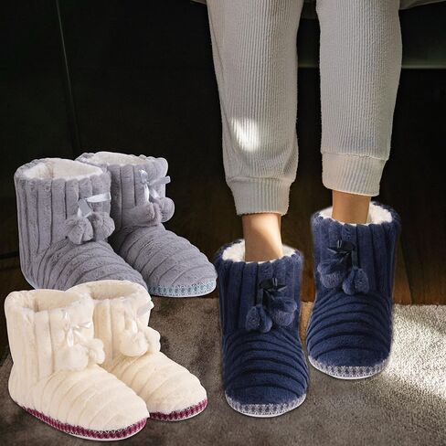 Forfoot Winter Slippers Booties for Women, Cozy Fleece House Shoes Indoor Bedroom Fuzzy Ankle Boot Slippers in Saudi Arabia