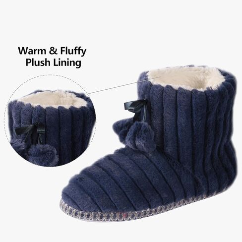Forfoot Winter Slippers Booties for Women, Cozy Fleece House Shoes Indoor Bedroom Fuzzy Ankle Boot Slippers in Saudi Arabia