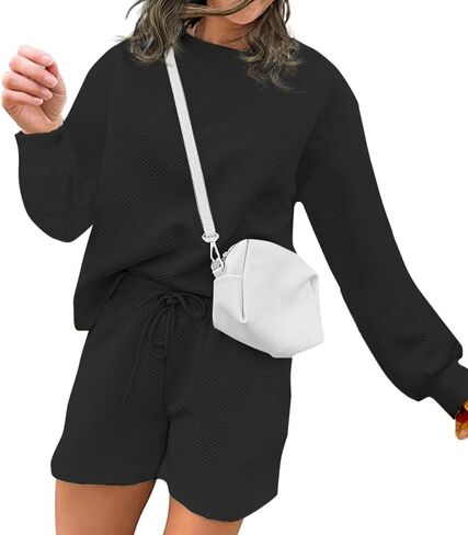 Women 2 Piece Outfits Sweat Shorts Set Two Piece Lounge Sets Matching Casual Clothing Comfy Suit in Saudi Arabia
