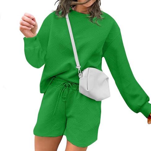 Women 2 Piece Outfits Sweat Shorts Set Two Piece Lounge Sets Matching Casual Clothing Comfy Suit in Saudi Arabia