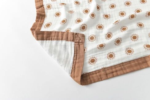 بطانية أطفال من Boho Sunshine Muslin - بطانية سرير حريرية ناعمة وقابلة للتنفس للرعاية النهارية - كبير 47 بوصة × 47 بوصة - طبقتان بطانيات صيفية للأطفال الصغار للأولاد والبنات (بني) in Kuwait