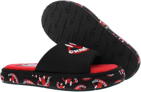 Champion Plush Smile Slide Womens Shoes Size 8, Color: Black/Red in Saudi Arabia