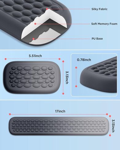 Lekvey Keyboard Wrist Rest, Silky Memory Foam Wrist Rest for Computer Keyboard, Mouse, Ergonomic Massage Design for Typing Pain Relief, Desk Pads Support Hand and Arm, Stain Resistant, Pink Purple in Saudi Arabia