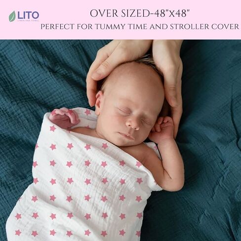 Swaddle Blankets| Receiving Blanket|Organic Cotton Breathable and Skin-Friendly Soft Muslin Swaddle Blankets for Boys| Baby Essentials, Registry & Gift | 48"x48" 2-Pack Blue Star in Saudi Arabia