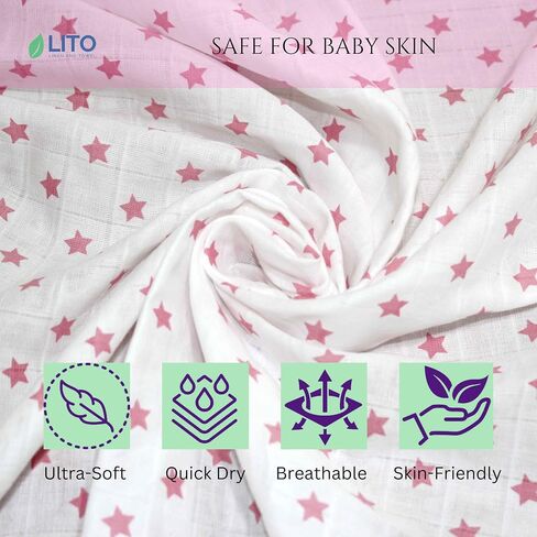 Swaddle Blankets| Receiving Blanket|Organic Cotton Breathable and Skin-Friendly Soft Muslin Swaddle Blankets for Boys| Baby Essentials, Registry & Gift | 48"x48" 2-Pack Blue Star in Saudi Arabia