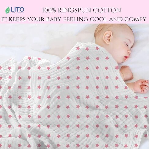 Swaddle Blankets| Receiving Blanket|Organic Cotton Breathable and Skin-Friendly Soft Muslin Swaddle Blankets for Boys| Baby Essentials, Registry & Gift | 48"x48" 2-Pack Blue Star in Saudi Arabia