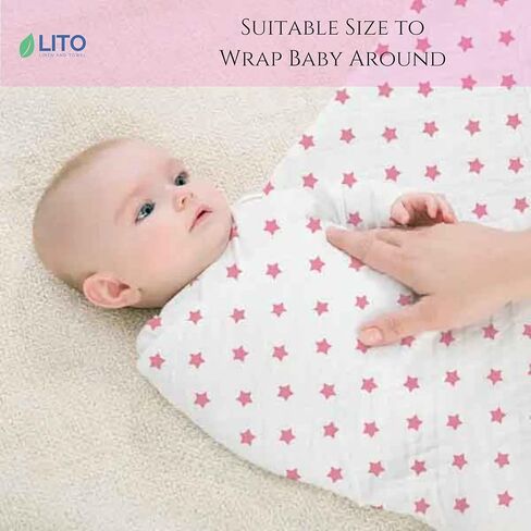 Swaddle Blankets| Receiving Blanket|Organic Cotton Breathable and Skin-Friendly Soft Muslin Swaddle Blankets for Boys| Baby Essentials, Registry & Gift | 48"x48" 2-Pack Blue Star in Saudi Arabia