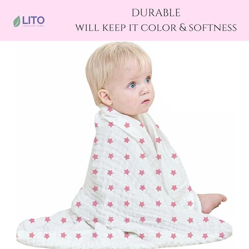 Swaddle Blankets| Receiving Blanket|Organic Cotton Breathable and Skin-Friendly Soft Muslin Swaddle Blankets for Boys| Baby Essentials, Registry & Gift | 48"x48" 2-Pack Blue Star in Saudi Arabia