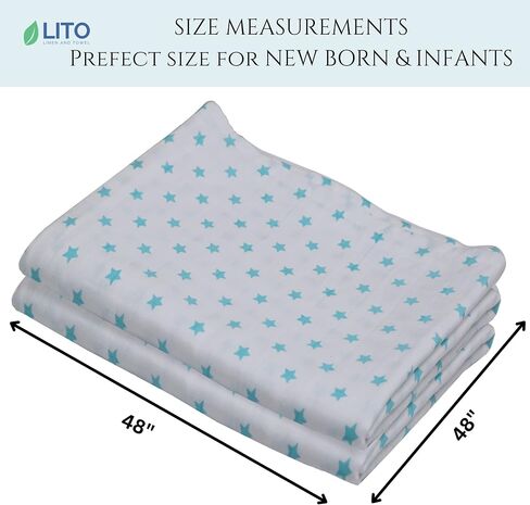 Swaddle Blankets| Receiving Blanket|Organic Cotton Breathable and Skin-Friendly Soft Muslin Swaddle Blankets for Boys| Baby Essentials, Registry & Gift | 48"x48" 2-Pack Blue Star in Saudi Arabia