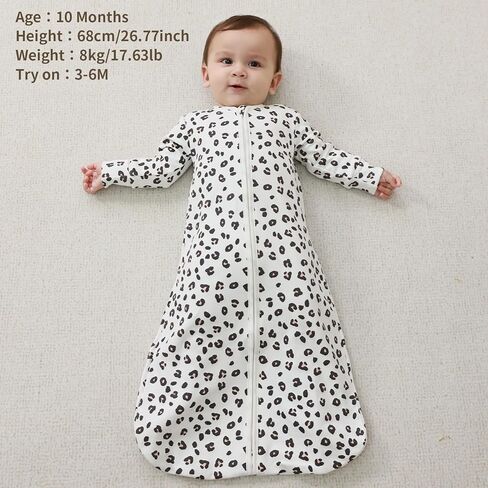 100% Cotton Newborn Wearable Blanket Long Sleeves Swaddle Transition Sack Light Weight TOG 0.5 for Unisex Infant in Kuwait