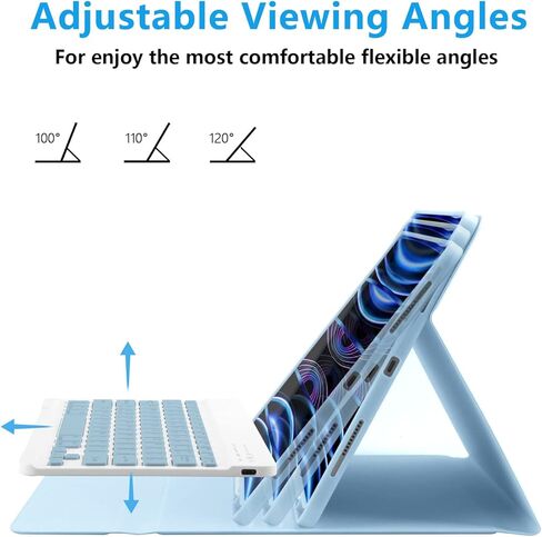حافظة iPad Air 13 بوصة ولوحة مفاتيح iPad Pro 12.9 بوصة مع لوحة مفاتيح iPad Pro الجيل السادس/الخامس/الرابع/الجيل الثالث 2022-2018 لوحة مفاتيح لاسلكية قابلة للفصل مع حامل أقلام - أسود in Kuwait