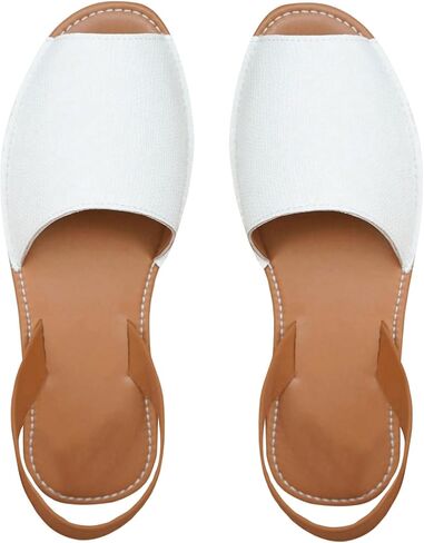 OYOANGLE Women's Peep Toe Slingback Flat Sandals Summer Comfortable Outdoor Casual Slides in Saudi Arabia