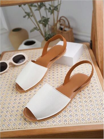 OYOANGLE Women's Peep Toe Slingback Flat Sandals Summer Comfortable Outdoor Casual Slides in Saudi Arabia