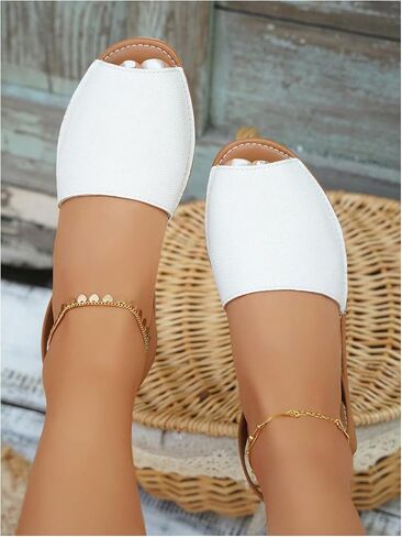 OYOANGLE Women's Peep Toe Slingback Flat Sandals Summer Comfortable Outdoor Casual Slides in Saudi Arabia