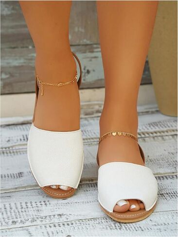 OYOANGLE Women's Peep Toe Slingback Flat Sandals Summer Comfortable Outdoor Casual Slides in Saudi Arabia