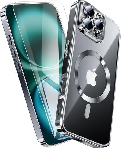حافظة Astter لهاتف iPhone 16 Pro Max شفافة، حافظة مغناطيسية لهاتف iPhone 16 ProMax [متوافقة مع MagSafe]، مع واقي شاشة وحماية الكاميرا لغطاء مضاد للصدمات iPhone 16 Pro Max Phone Casas 6.9 بوصة in Saudi Arabia