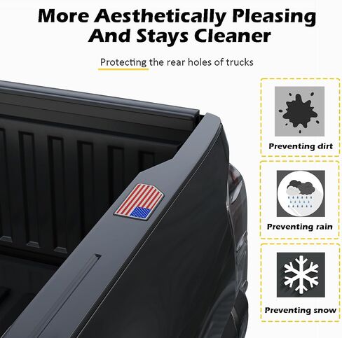 American Flag Stake Pocket Covers for 2014-2018 GMC Sierra 1500,Chevy Silverado 1500/2500/2500HD/3500 Truck Bed Rail Stake Odd Shaped Hole Plugs Caps (Black, 2-Pack) in Kuwait