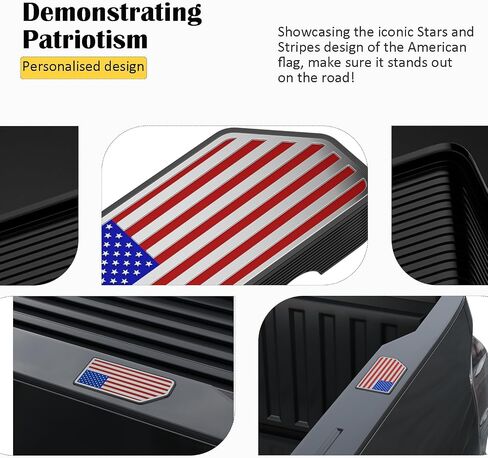 American Flag Stake Pocket Covers for 2014-2018 GMC Sierra 1500,Chevy Silverado 1500/2500/2500HD/3500 Truck Bed Rail Stake Odd Shaped Hole Plugs Caps (Black, 2-Pack) in Kuwait