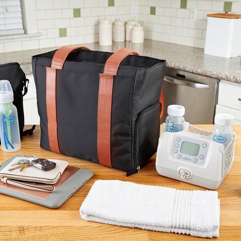 حفاضات وحقيبة حمل للتخزين بمضخة الثدي من دكتور براون - باللونين الأسود والبني in Kuwait