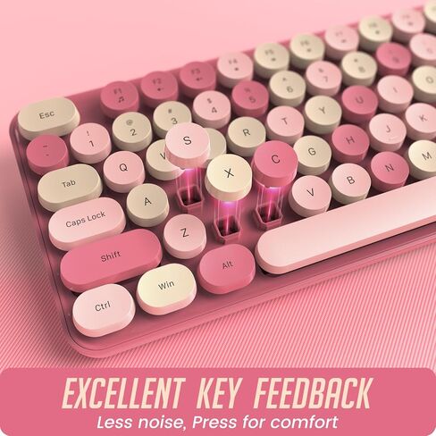 Wireless Keyboard and Mouse, Silent Keyboard Mouse Combo, Full-Sized Colorful Typewriter Keyboard with Round Keycaps, 2.4G Cute Mouse Compatible with PC/Laptop/Computer(Milk Tea) in Saudi Arabia