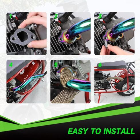 Header Exhaust Pipe Kit Compatible with Predator 212cc 224cc 196cc GX160 GX200 Engine Coleman Mini Bike CT200U BT200X CT200U-EX KT196 Go Kart Baja MB200 w/Main Jets Performance Parts (Silver) in Kuwait