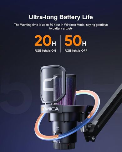 ميكروفون ألعاب Comica Ejoy Uni(D) USB مع إلغاء الضوضاء، وأضواء RGB، والمراقبة، والكتم، وميكروفون البث للكمبيوتر، والكمبيوتر الشخصي، وPS5، وPS4، والهاتف، والبث، والبودكاست، ويوتيوب (حامل ميكروفون مكتبي) in Kuwait