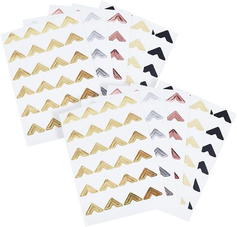 240 Pcs Small Photo Corner Stickers Picture Frame Corner Stickers Scrapbook Photo Frame Stickers Self Adhesive Picture Corners Photo Mounting Corners Golden Silver Rose Golden Black Kraft in Saudi Arabia