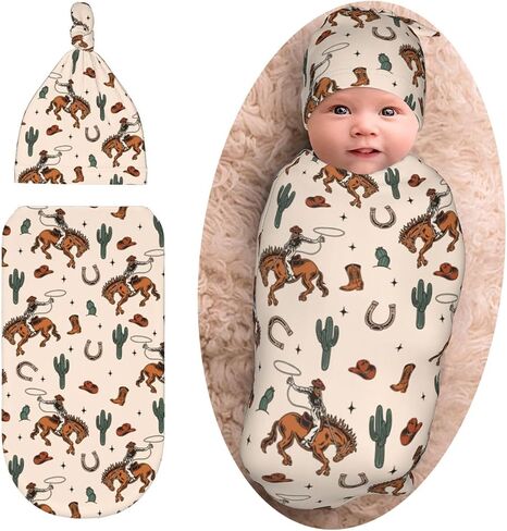 بطانية قماط من Western Baby Stuff مع مجموعة قبعة صغيرة، كيس قماط للأطفال من الصبار الناعم، أكياس نوم لحديثي الولادة للفتيات والأولاد in Kuwait