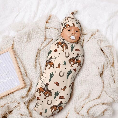 بطانية قماط من Western Baby Stuff مع مجموعة قبعة صغيرة، كيس قماط للأطفال من الصبار الناعم، أكياس نوم لحديثي الولادة للفتيات والأولاد in Kuwait
