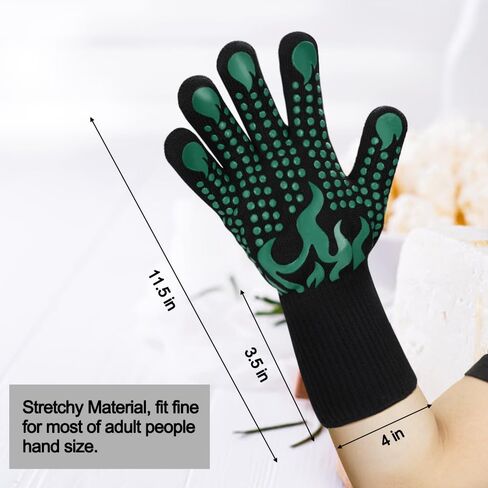 Comsmart BBQ Gloves, 1472 Degree F Heat Resistant Grilling Gloves Silicone Non-Slip Oven Gloves Long Kitchen Gloves for Barbecue, Cooking, Baking, Cutting in Kuwait