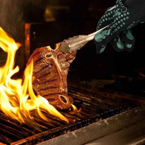 Comsmart BBQ Gloves, 1472 Degree F Heat Resistant Grilling Gloves Silicone Non-Slip Oven Gloves Long Kitchen Gloves for Barbecue, Cooking, Baking, Cutting in Kuwait