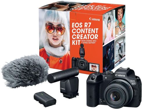 كاميرا Canon EOS R7 بدون مرآة مع مجموعة أدوات إنشاء المحتوى بعدسة مقاس 18-45 مم (5137C055) + بطاقة ذاكرة من سلسلة Tough سعة 2 × 64 جيجابايت + طقم مرشح الألوان + برنامج تصوير فوتوغرافي + حقيبة + طقم مرشح + المزيد (متجدد) in Saudi Arabia