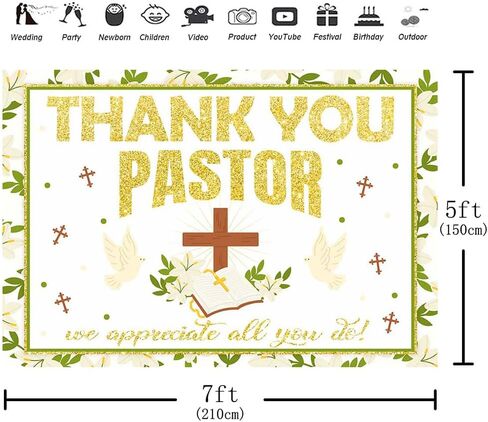 Aperturee Pastor Appreciation Decorations Pastor Appreciation Backdrop 7x5ft Thank You Pastor Decorations We Appreciate All You Do Bible Cross God Bless Communion Party Decorations Supplies in Kuwait