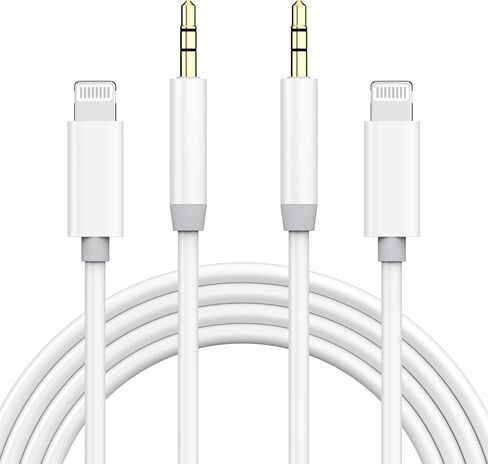 [معتمد من Apple MFi] سلك Aux لهاتف iPhone، 2 حزمة من النايلون المضفر Lightning إلى 3.5 مم Aux Audio Headphone Jack محول كابل ستيريو للسيارة لهاتف iPhone 14 13 12 11 XS XR X إلى مكبر صوت ستيريو للمنزل بالسيارة in Saudi Arabia