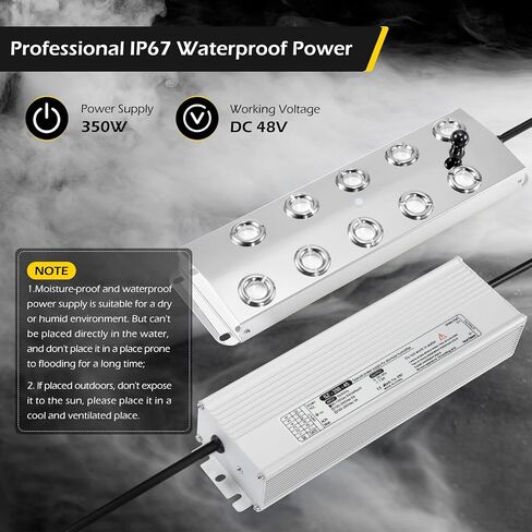 Dyna-Living Ultrasonic Mist Maker 12 Head Ultrasonic Pond Fogger 400W Humidifier Fog Machine Atomizing Plate with Buoy IP67 Waterproof Atomizer for Halloween Decoration Rockery Fishtank Landscape in Kuwait