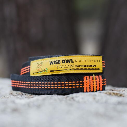 أشرطة أرجوحة من Wise Owl Outfitters للأشجار شديدة التحمل - مجموعة من أحزمة أرجوحة للتخييم بطول 10 أقدام وسمك 1 بوصة مع 38 حلقة وحلقات تسلق ثنائية الأبعاد - ملحقات الأرجوحة الأساسية in Kuwait