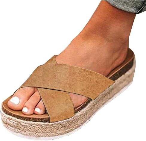 Women'S Platform Sandals Slides Espadrilles Sandals Flatform Slippers Casual Platform Slides for Women Footbed Open Toe Wedges Sandals in Saudi Arabia