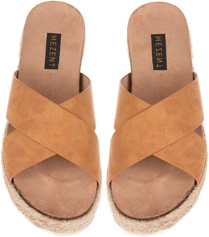 Women'S Platform Sandals Slides Espadrilles Sandals Flatform Slippers Casual Platform Slides for Women Footbed Open Toe Wedges Sandals in Saudi Arabia