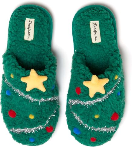 Dearfoams Unisex Ugly Sweater Closed Toe Scuff Slipper, Tree, 9-10 US Women in Saudi Arabia