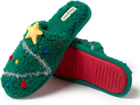 Dearfoams Unisex Ugly Sweater Closed Toe Scuff Slipper, Tree, 9-10 US Women in Saudi Arabia