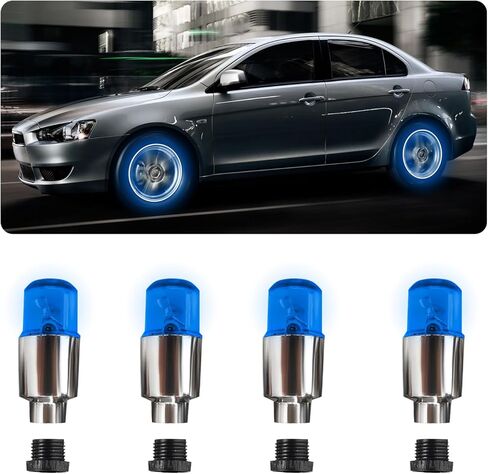 4 PCS LED Tire Valve Lights, Waterproof Light up Air Neon Bicycle Motorcycle Tyre Valve Flash Lights, Bike Truck Golf Cart Wheel Assemblies Lamp, Exterior Car Accessories (Red) in Kuwait