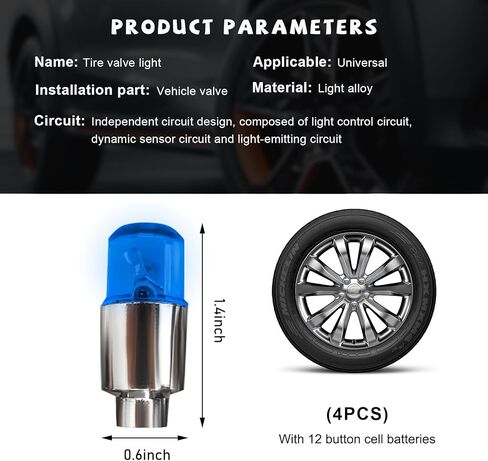 4 PCS LED Tire Valve Lights, Waterproof Light up Air Neon Bicycle Motorcycle Tyre Valve Flash Lights, Bike Truck Golf Cart Wheel Assemblies Lamp, Exterior Car Accessories (Red) in Kuwait